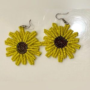 Sunflower beaded earrings
